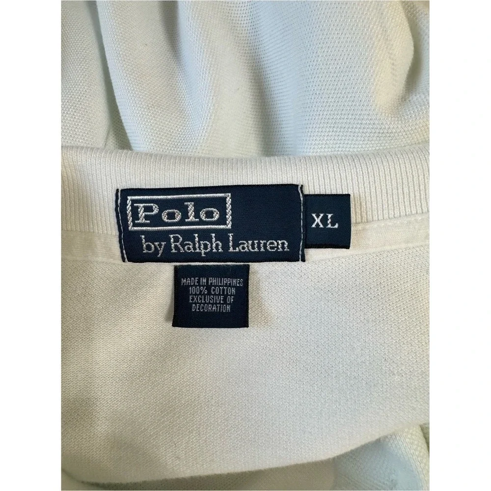 Vintage Polo Ralph Lauren Polo Shirt XL Preppy Logo Pony Golf Tennis Prep White